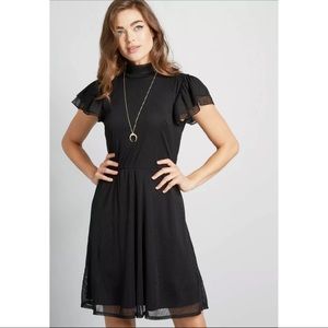 Modcloth Artistic Outing Mock Neck Women Dress Black 1X